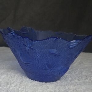 Vintage Cobalt BlueTextured Glass Bowl